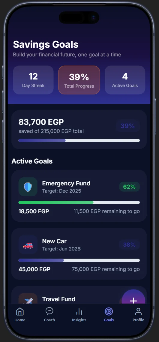 Bassera: Savings goals