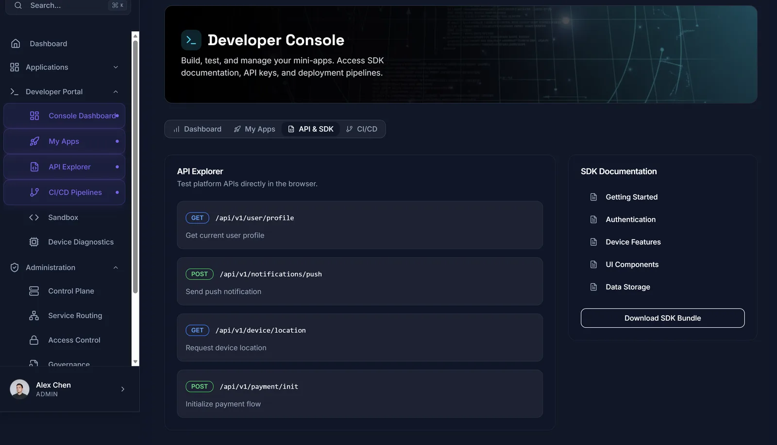 Nexus OS: Developer console and SDK